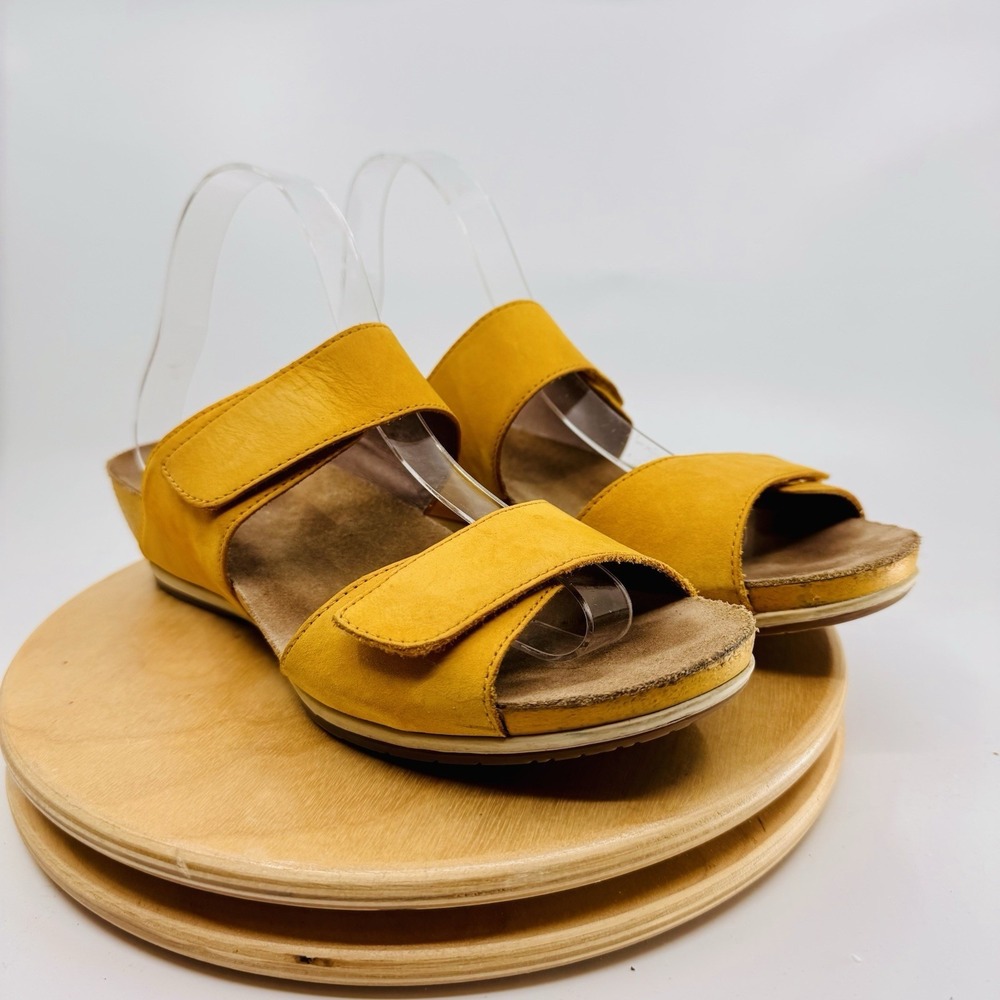 Dansko Vienna Sandals Shoes Womens 10.5 41 yellow Leather Slide Wedge Comfort - Picture 3 of 7